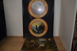 A pair of framed Shutzen fest competition targets and a Bavarian poaching scene after Joseph