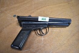 Accles & Shelvoke Ltd F Clarke patent The Warrior .177 side lever air pistol with logo and