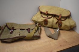 Two canvas and leather game/ fishing bags one by brady and one unbranded