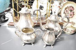 A mid 20th-century M&R silver-plated tea service set, of a traditional-style with foliate and