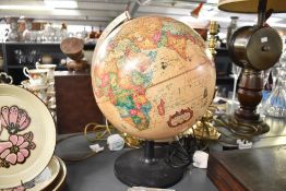 A late 20th-century Danish Readers Digest World Antique Spot globe lamp, featuring a colourful