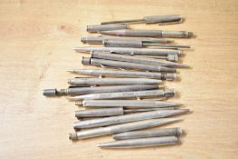 A collection of hallmarked Silver broken mechanical pencil parts. 290g