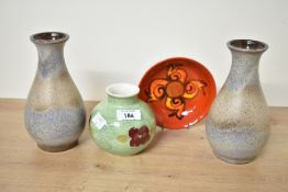 A quantity of 20th-century potteryware, to include a small Poole Pottery Delphis bowl, featuring a