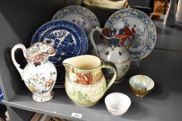 A pair of Masons ironstone transfer printed peacock pattern plates, 25cm sold together with a