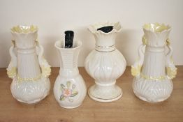 A quantity of 20th-century Irish Belleek Fine China, to include a small Lotus Blossom Spill vase;