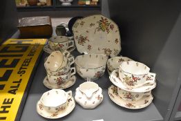 Early 20th-century Royal Doulton 'Old Leeds Sprays' part tea set, featuring hand-painted floral