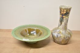 Of local interest, a Tobias Harrison of Cumbria studio pottery bowl, having a wide, flat rim