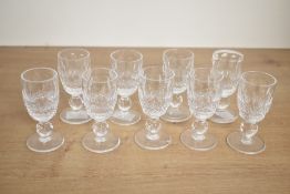 A quantity of 20th-century Irish Waterford crystal Colleen port wine glasses, featuring a diamond