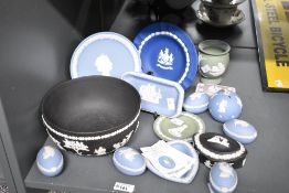 A collection of 15 late 20th century Wedgewood jasperware, featuring five 1980s The Wedgwood