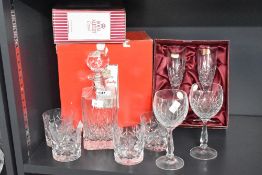 A selection of 20th-century crystalware, to include a pair of Royal Albert crystal wine glasses, a