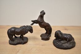 Three mid to late 20th-century resin pony studies, to feature three different variations, all