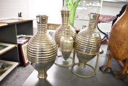An early 20th-century Italian Calegaro Art Deco silver-plated decanter and wine flask set, of “