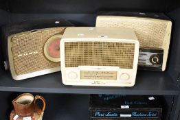 Three vintage bakelite radios, to include a E.K. Cole Limited valve Radio Rental 208, a Bush