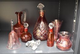 A selection of 20th-century ruby and cranberry-coloured glassware, including a Royal Doulton