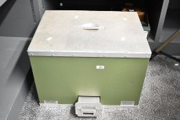 A large late 20th-century metal Hotlock Food Conveyors Limited container, 56cm x39cm, condition is