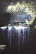 *Local Interest* Michael Smith (British Contemporary) Acrylic/Pencil 'Waterfall: Praslin Island