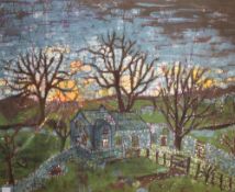 *Local Interest* Lene Bragger (British Contemporary) Batik 'Buttercup Meadow' a study of the sun