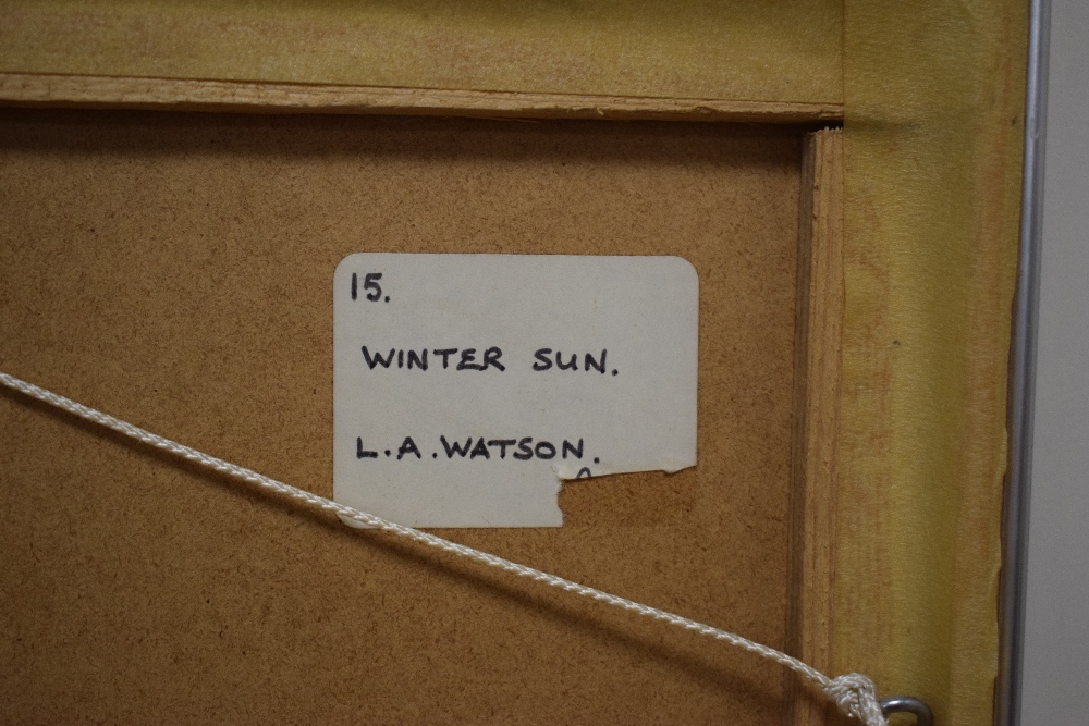 *Local Interest* L A Watson (Contemporary) Watercolour and Acrylic 'Winter Sun', a frozen - Image 6 of 6