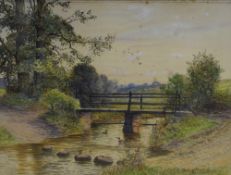 *Local Interest* H.B. Simpson (British 19th Century) watercolour, a countryside river landscape with