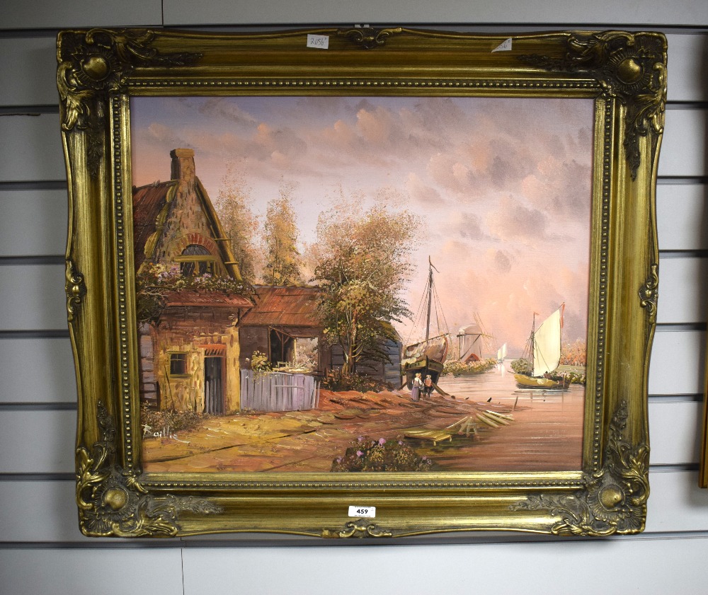 Ballie (20th Century) A pair of oils on canvas, estuary scenes in warm tones with sailboats and - Image 2 of 8