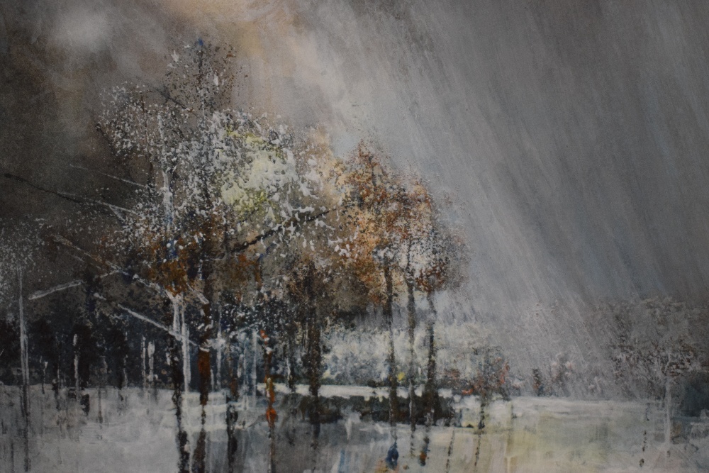 *Local Interest* L A Watson (Contemporary) Watercolour and Acrylic 'Winter Sun', a frozen - Image 3 of 6
