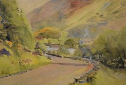 *Local Interest* Albert Woods ARCA (British 1871-1944) Watercolour on canvas like material '