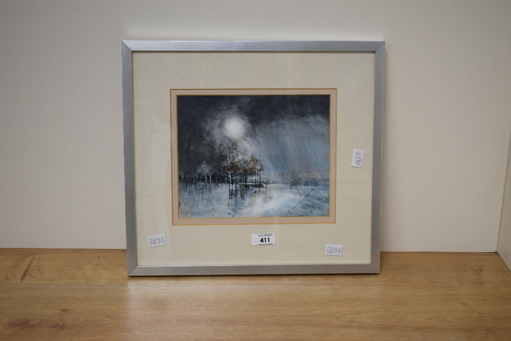 *Local Interest* L A Watson (Contemporary) Watercolour and Acrylic 'Winter Sun', a frozen - Image 2 of 6