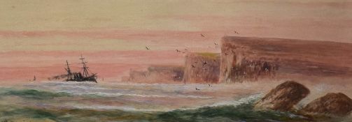 Abraham Hulk Junior (Dutch 1851 - 1922) A pair of watercolours, the first a ship on rough seas