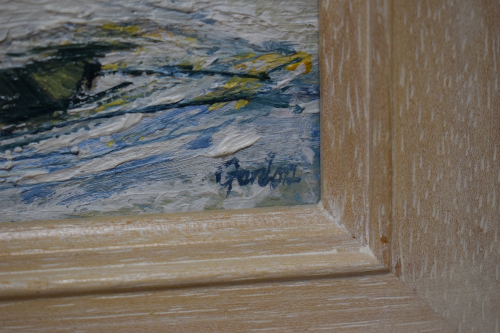 Frank Gordon (British B.1943) Oil on board 'Snowfall', capturing winter over the Yorkshire Dales, - Image 4 of 6