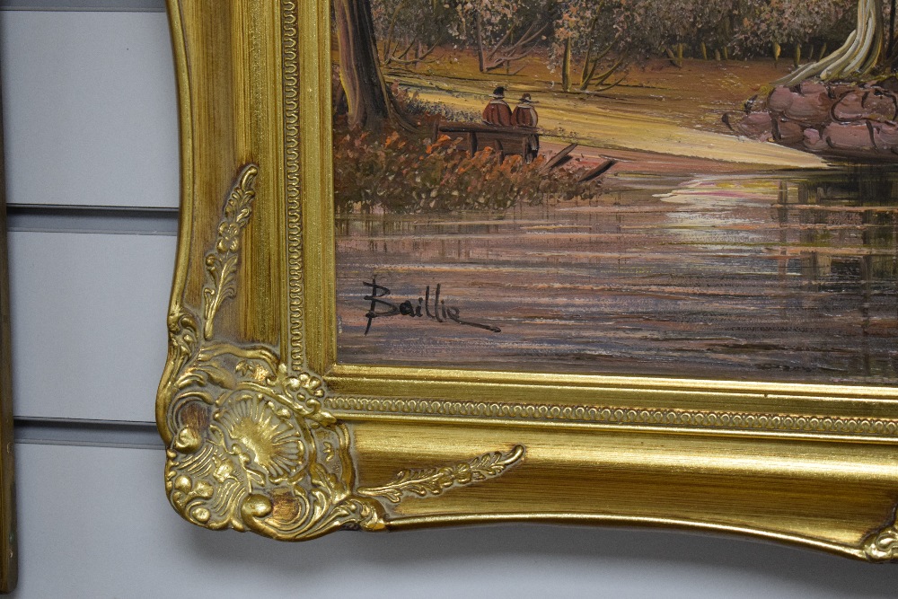 Ballie (20th Century) A pair of oils on canvas, estuary scenes in warm tones with sailboats and - Image 8 of 8