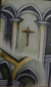 Claire Barry (contemporary) coloured pencil/crayon ecclesiastical study 'School Chapel', unsigned,