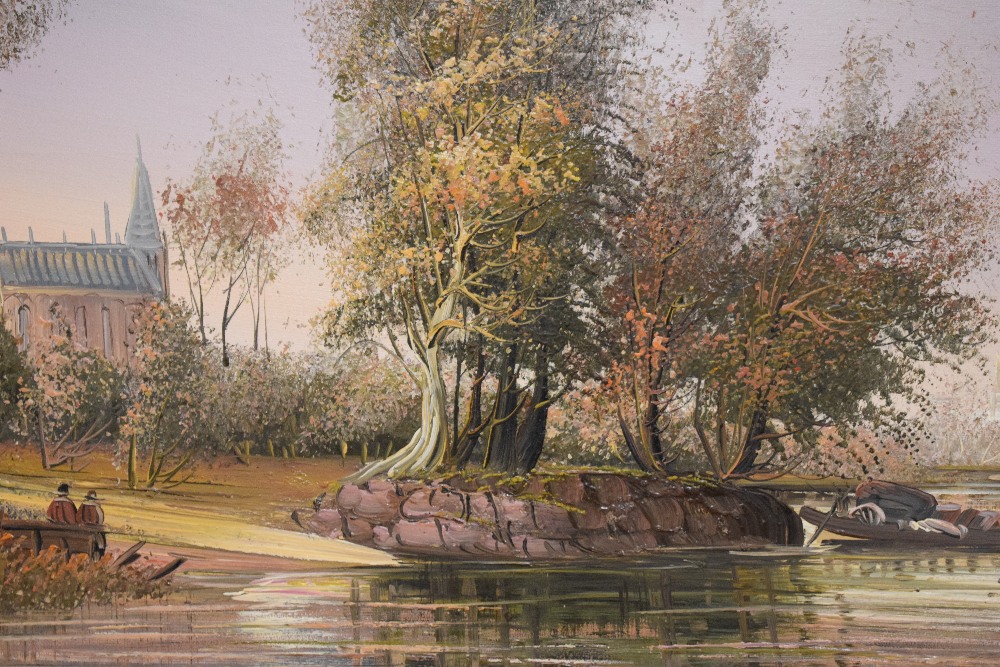 Ballie (20th Century) A pair of oils on canvas, estuary scenes in warm tones with sailboats and - Image 7 of 8