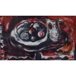 After Anne Redpath (Scottish 1895 - 1965) Lithograph, a still life study of a bowl of fruit with jug