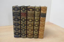 Bindings. Poetry. A small selection. Each bound in a leather, gilt, binding. (5)