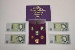 A Royal Mint 1980 Proof Set 50p- 1/2p, In A Plastic Case And Cardboard Sleeve. Bank Of England One