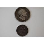 A William IV 1836 Silver Halfcrown, Rev Shield On Mantle. A William IV 1834 Silver Shilling, Rev