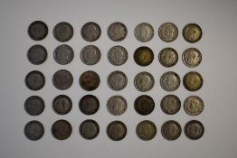 An Amount Of Silver Threepences, Dated 1900, 1908, 1912, 1913, 1914, 1916, 1917, 1918, 1919 x2, 1920