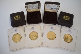 Elizabeth II 1977 Silver Jubilee Proof Crowns, 22 Carat Gold Plated Sterling Silver, Birmingham Mint
