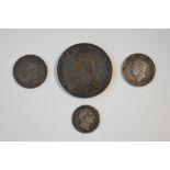 A Queen Victoria 1892 Silver Crown, Jubilee Head. Two George IV 1826 Silver Shillings, Rev Lion On