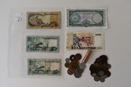 British And World Banknotes And Coins. Banknotes Comprising A Brazilian 1000 Cruzados (Unc), A