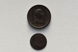 A George III 1773 Farthing, Laurel And Cuirass, A George III 1807 Soho Penny, Rev Britannia Seated.