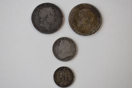 A George III 1819 Silver Crown, LX, Rev George And Dragon. A George V 1935 Jubilee Crown, Rev Art