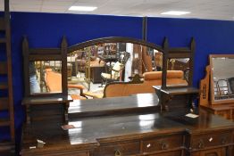 A Victorian stained frame Aesthetic style mirror back sideboard, width approx. 169cm