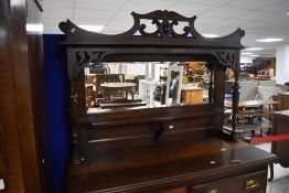 A Victorian mahogany mirror back sideboard, width approx. 136cm