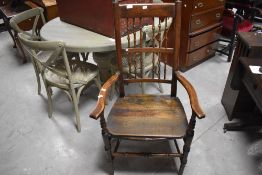 A Victorian stained frame carver chair , having bamboo style turned spindle backs, width approx.