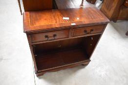 A reproduction Regency hall shelf with two frieze drawers and shelves under, width approx. 76cm