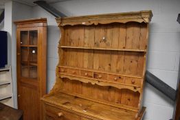 A traditional pine dresser, width approx. 126cm