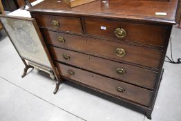 A good 19th century mahogany chest of two short and three long cockbeaded drawers, each with