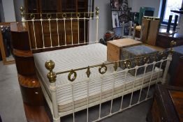 A good quality modern Victorian style brass and painted metal framed 6ft bed Tetbury frame by The Co