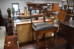 A Victorian mahogany dining chair, the shaped and concave tablet back over a plain mid rail and